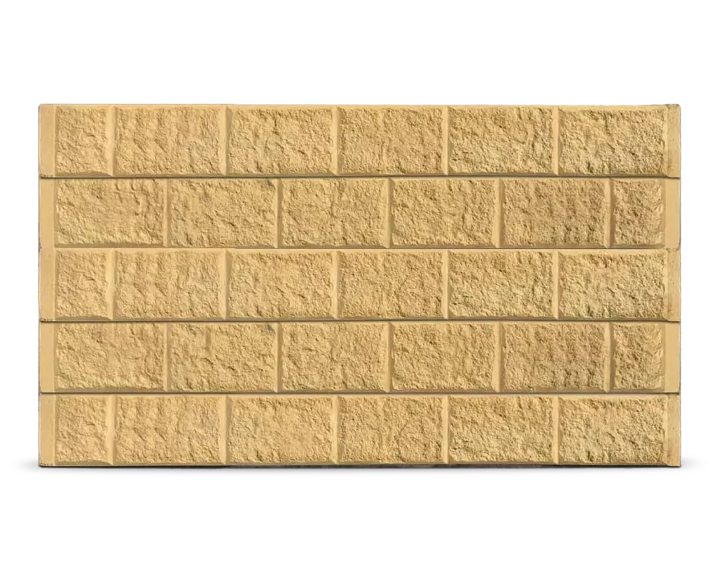 The Arizona - Block Face Pattern Concrete Sleepers in Sandstone (Yellow) Colour by Sunset Sleepers