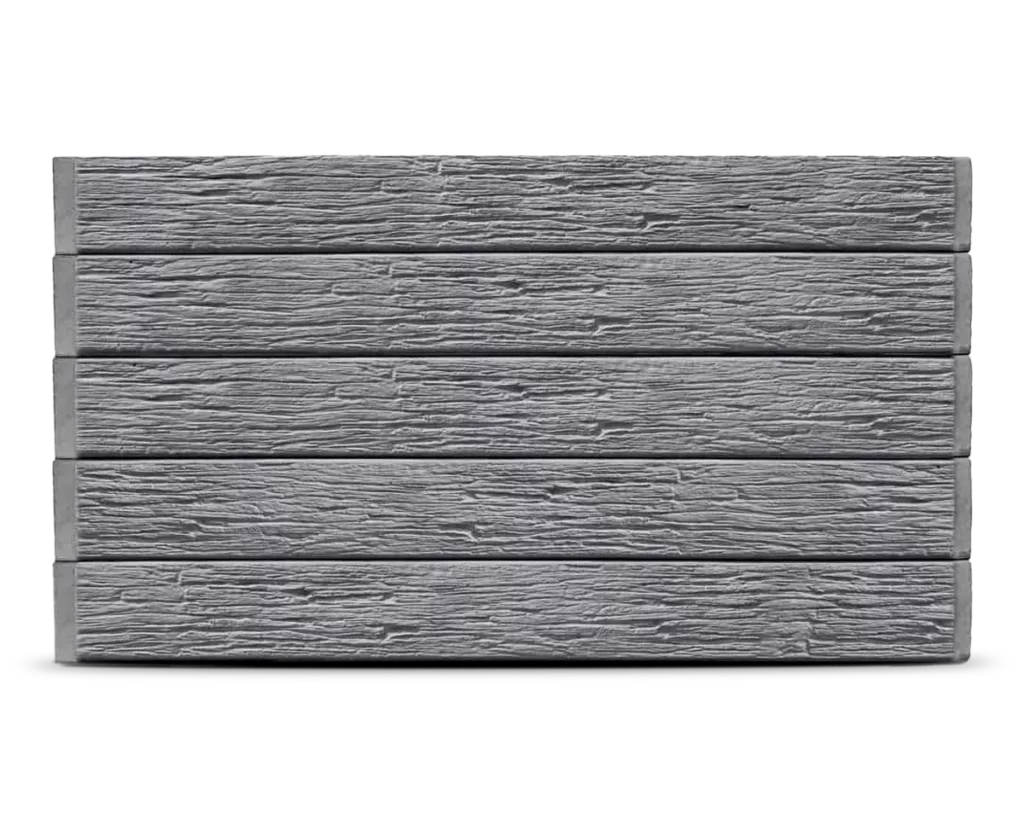 The Malibu - Woodgrain (Wood Look) Pattern Concrete Sleepers in Charcoal Colour by Sunset Sleepers