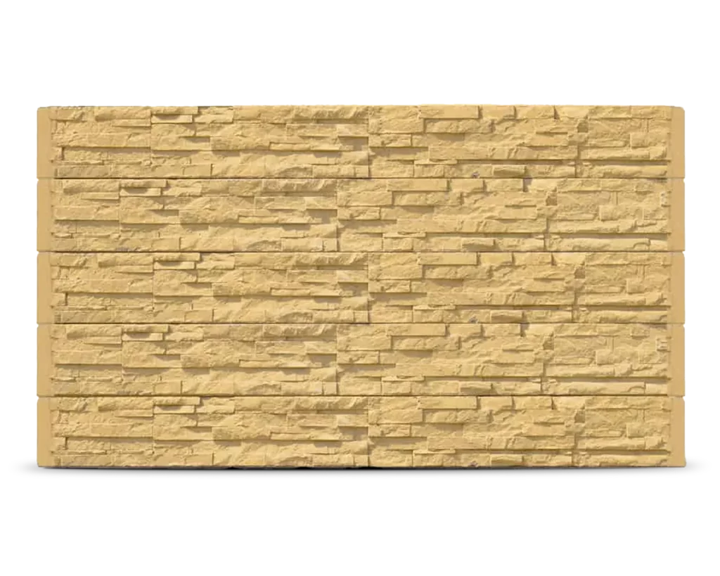 The Manhattan - Stackstone Rockface Concrete Sleepers in Sandstone (Yellow) Colour by Sunset Sleepers
