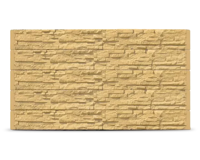 The Manhattan - Stackstone Rockface Concrete Sleepers in Sandstone (Yellow) Colour by Sunset Sleepers