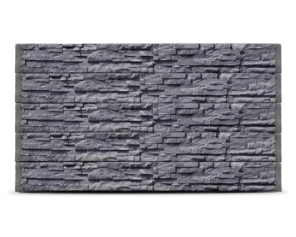 The Manhattan Stackstone Rockface Concrete Sleepers in Charcoal Colour by Sunset Sleepers