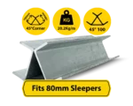 RWCP 45DEG 100 50 PC 45 Degree Galvanised Steel Corner Joiner Post to Support The Gentle Angle Deviations of a 80mm Concrete Sleeper Retaining Wall by Sunset Sleepers