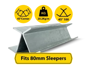 RWCP 45DEG 100 50 PC 45 Degree Galvanised Steel Corner Joiner Post to Support The Gentle Angle Deviations of a 80mm Concrete Sleeper Retaining Wall by Sunset Sleepers