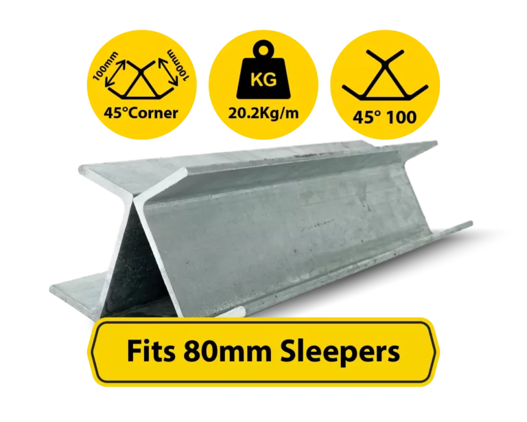 RWCP 45DEG 100 50 PC 45 Degree Galvanised Steel Corner Joiner Post to Support The Gentle Angle Deviations of a 80mm Concrete Sleeper Retaining Wall by Sunset Sleepers