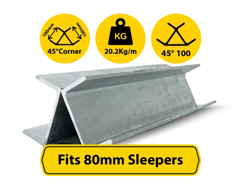 RWCP 45DEG 100 50 PC 45 Degree Galvanised Steel Corner Joiner Post to Support The Gentle Angle Deviations of a 80mm Concrete Sleeper Retaining Wall by Sunset Sleepers