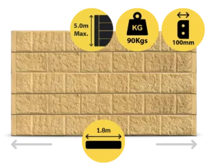 The Arizona 1800 x 200 x 100mm Sandstone Yellow Colour Block Face Concrete Sleepers for Retaining Walls Sold by Sunset Sleepers