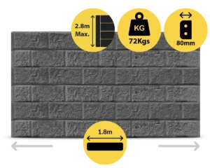 The Arizona 1800 x 200 x 80mm Charcoal Graphite Colour Block Face Concrete Sleepers for Retaining Walls Sold by Sunset Sleepers