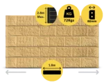 The Arizona 1800 x 200 x 80mm Sandstone Yellow Colour Block Face Concrete Sleepers for Retaining Walls Sold by Sunset Sleepers