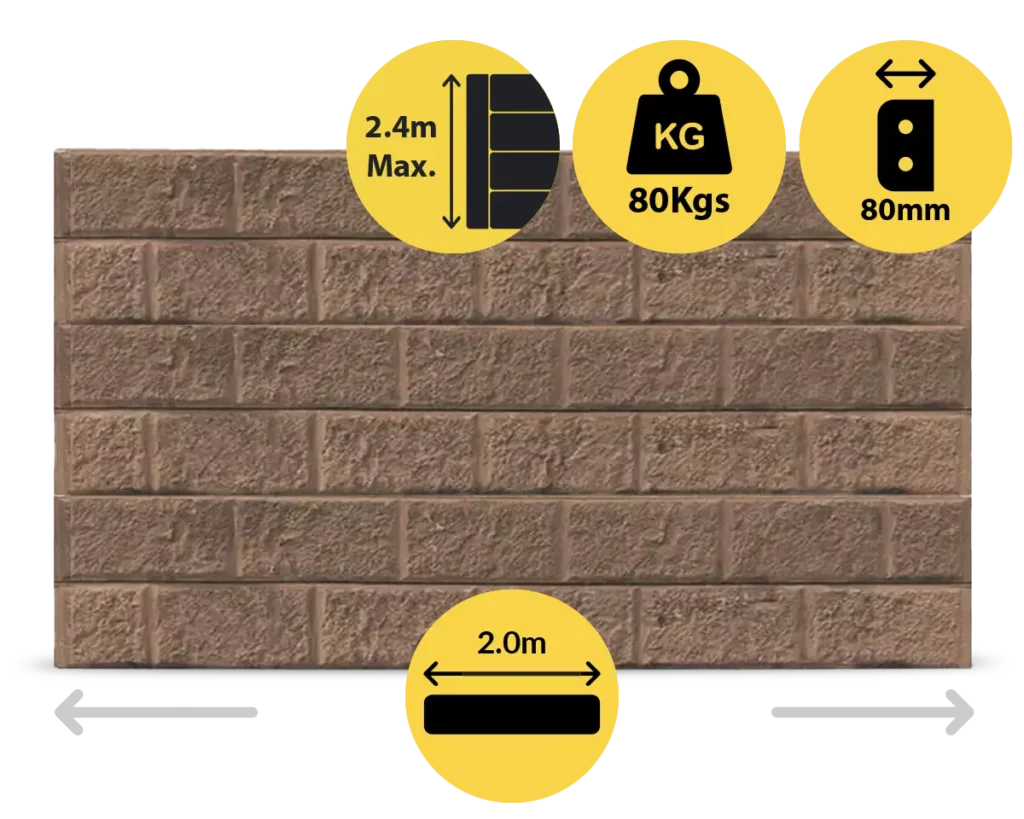 The Arizona 2000 x 200 x 80mm Jasper Brown Block Face Concrete Sleepers for Retaining Walls Sold by Sunset Sleepers