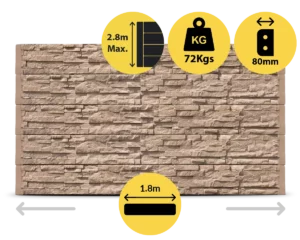 The Manhattan 1800 x 200 x 80mm Jasper Brown Stackstone Concrete Sleepers for Retaining Walls Sold by Sunset Sleepers