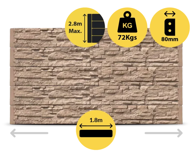 The Manhattan 1800 x 200 x 80mm Jasper Brown Stackstone Concrete Sleepers for Retaining Walls Sold by Sunset Sleepers