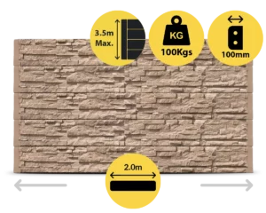 The Manhattan 2000 x 200 x 100mm Jasper Brown Stackstone Concrete Sleepers for Retaining Walls Sold by Sunset Sleepers