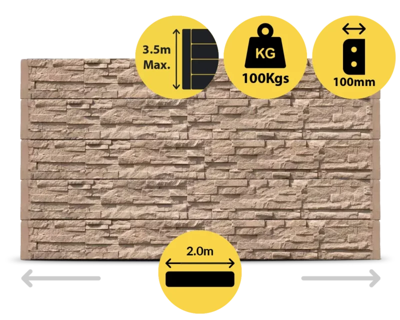 The Manhattan 2000 x 200 x 100mm Jasper Brown Stackstone Concrete Sleepers for Retaining Walls Sold by Sunset Sleepers