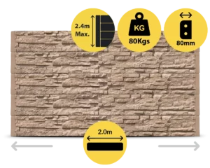 The Manhattan 2000 x 200 x 80mm Jasper Brown Stackstone Concrete Sleepers for Retaining Walls Sold by Sunset Sleepers