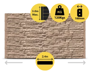 The Manhattan 2400 x 200 x 100mm Jasper Brown Stackstone Concrete Sleepers for Retaining Walls Sold by Sunset Sleepers