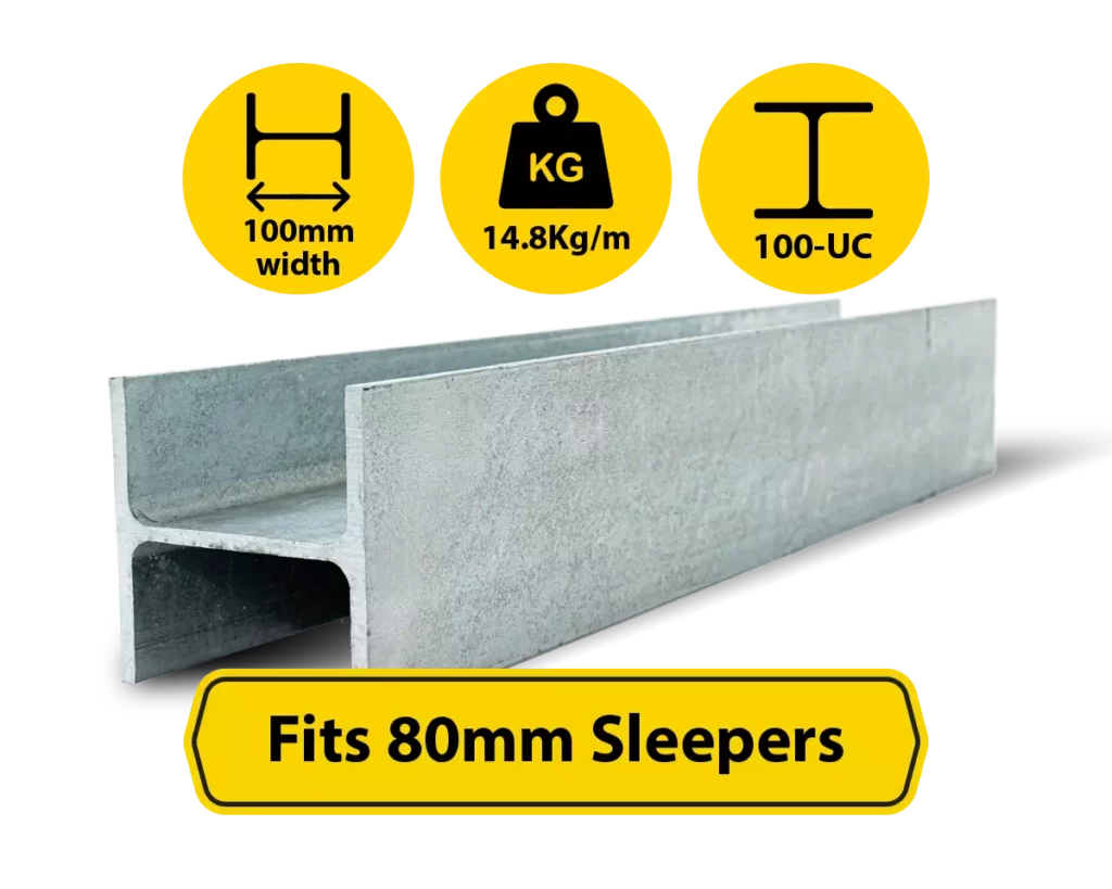 UC 100 14.8 H Channel Galvanised Steel Beam Middle Joiner Post to Support The Middle Panels of a 80mm Concrete Sleeper Retaining Wall Sunset Sleepers