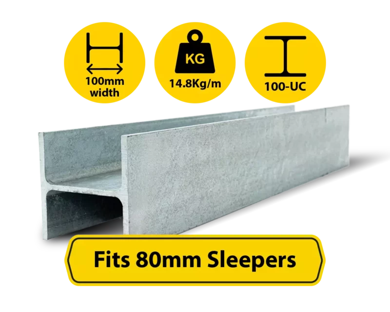 UC 100 14.8 H Channel Galvanised Steel Beam Middle Joiner Post to Support The Middle Panels of a 80mm Concrete Sleeper Retaining Wall Sunset Sleepers