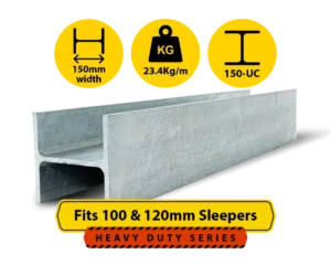 150 UC 23.4 H Channel Galvanised Steel Beam Middle Joiner Post to Support The Middle Panels of 100 120mm Concrete Sleeper Retaining Wall by Sunset Sleepers