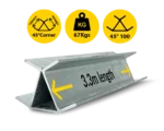 45@3.3|067 3300mm 45 Degree Galvanised Steel Corner Joiner Post to Support The Gentle Angle Deviations of a 80mm Concrete Sleeper Retaining Wall by Sunset Sleepers