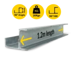 90@1.2|020 90 RWCP 90DEG 100 50 PC 90 Degree Galvanised Steel Corner Joiner Post to Support The Right Angle of a 80mm Concrete Sleeper Retaining Wall by Sunset Sleepers