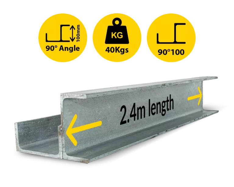 90@2.4|040 RWCP 90DEG 100 50 PC 90 Degree Galvanised Steel Corner Joiner Post to Support The Right Angle of a 80mm Concrete Sleeper Retaining Wall by Sunset Sleepers