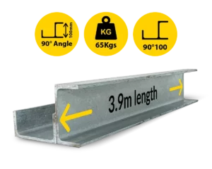 90@3.9|065 RWCP 90DEG 100 50 PC 90 Degree Galvanised Steel Corner Joiner Post to Support The Right Angle of a 80mm Concrete Sleeper Retaining Wall by Sunset Sleepers