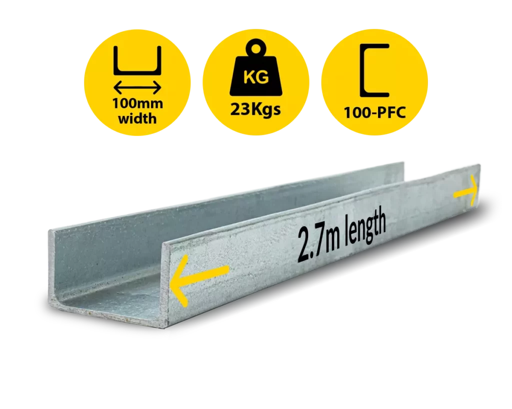 C2.7|023 PCF 100 8.33 C Channel Galvanised Steel Beam Posts to Support The End Panels of a 80mm Concrete Sleeper Retaining Wall by Sunset Sleepers