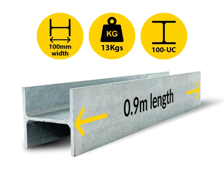 H.900|014 UC 100 14.8 H Channel Galvanised Steel Beam Middle Joiner Post to Support The Middle Panels of a 80mm Concrete Sleeper Retaining Wall by Sunset Sleepers
