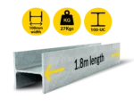 H1.8|028 UC 100 14.8 H Channel Galvanised Steel Beam Middle Joiner Post to Support The Middle Panels of a 80mm Concrete Sleeper Retaining Wall by Sunset Sleepers