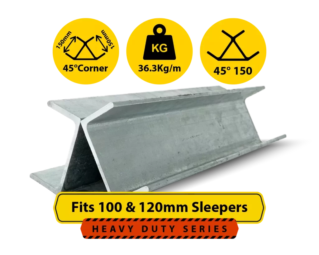 RWCP 45DEG 150 50 PC 45 Degree Galvanised Steel Corner Joiner Post to Support The Gentle Angle Deviations of a 100 120mm Concrete Sleeper Retaining Wall by Sunset Sleepers