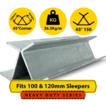 RWCP 45DEG 150 50 PC 45 Degree Galvanised Steel Corner Joiner Post to Support The Gentle Angle Deviations of a 100 120mm Concrete Sleeper Retaining Wall by Sunset Sleepers