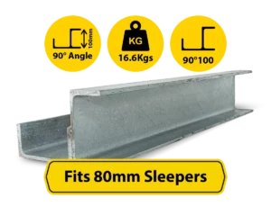 RWCP 90DEG 100 50 PC 90 Degree Galvanised Steel Corner Joiner Post to Support The Right Angle Retaining Wall Post of a 80mm Concrete Sleeper Retaining Wall by Sunset Sleepers