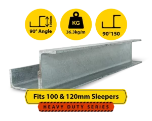 RWCP 90DEG 150 150 PC 90 Degree Galvanised Steel Corner Joiner Post to Support The Right Angle of a 100 120mm Concrete Sleeper Retaining Wall by Sunset Sleepers