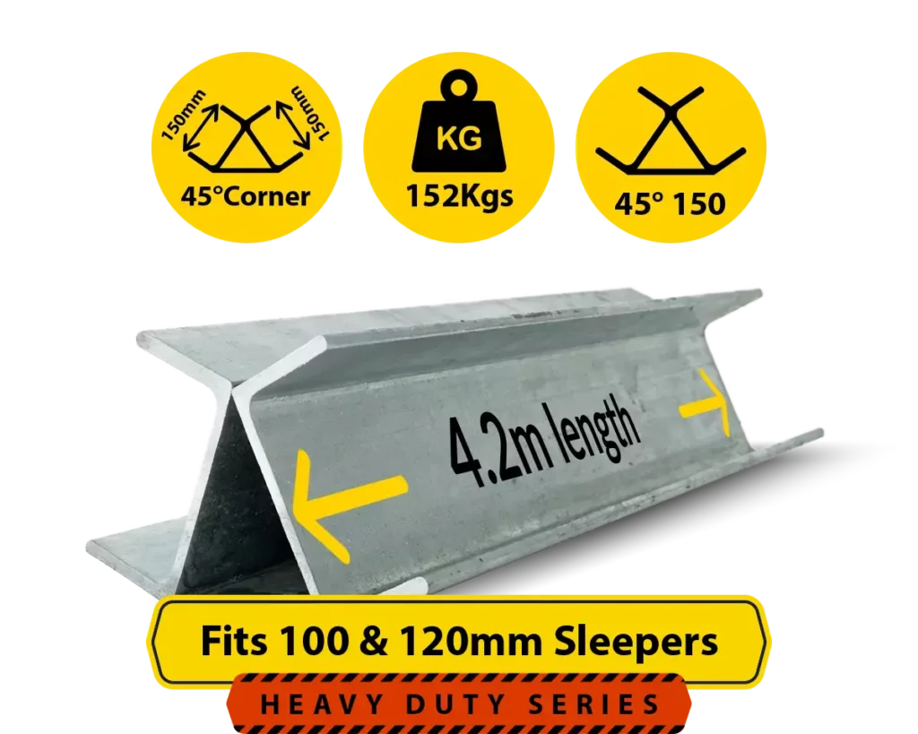 45@4.2 150PFC.152 4200mm 45 Degree Galvanised Steel Corner Joiner Post to Support The Gentle Angle Deviations of 100 120mm Concrete Sleeper Retaining Wall by Sunset Sleepers