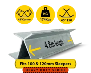 45@4.8 150PFC.174 4800mm 45 Degree Galvanised Steel Corner Joiner Post to Support The Gentle Angle Deviations of 100 120mm Concrete Sleeper Retaining Wall by Sunset Sleepers