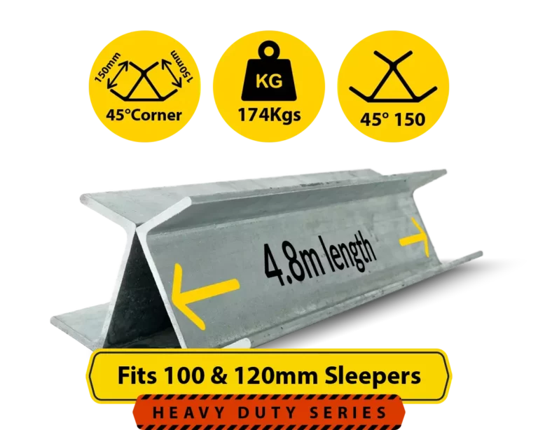 45@4.8 150PFC.174 4800mm 45 Degree Galvanised Steel Corner Joiner Post to Support The Gentle Angle Deviations of 100 120mm Concrete Sleeper Retaining Wall by Sunset Sleepers