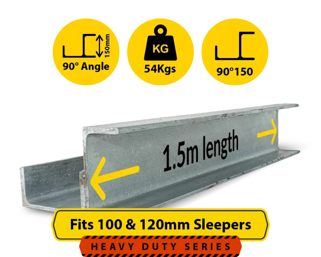 90@1.5 150PFC.54 90 Degree Galvanised Steel Corner Joiner Post to Support The Right Angle of a 100 120mm Concrete Sleeper Retaining Wall by Sunset Sleepers