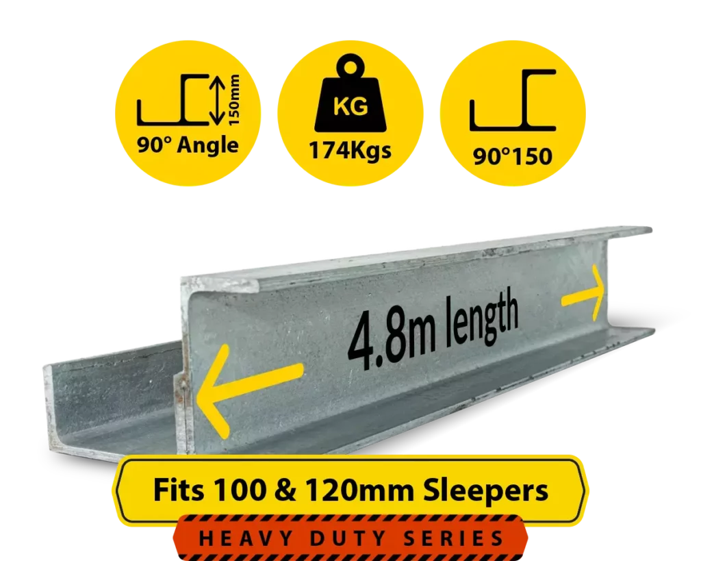 90@4.8 150PFC.174 90 Degree Galvanised Steel Corner Joiner Post to Support The Right Angle of a 100 120mm Concrete Sleeper Retaining Wall by Sunset Sleepers