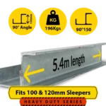 90@5.4 150PFC.196 90 Degree Galvanised Steel Corner Joiner Post to Support The Right Angle of a 100 120mm Concrete Sleeper Retaining Wall by Sunset Sleepers