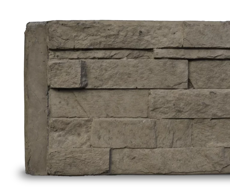 Jasper Brown Stacked Stone Concrete Sleeper Detail by Sunset Sleepers Manhattan Range