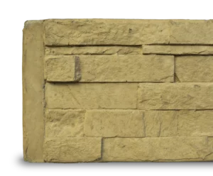 Sandstone Yellow Stacked Stone Concrete Sleeper Detail by Sunset Sleepers Manhattan Range