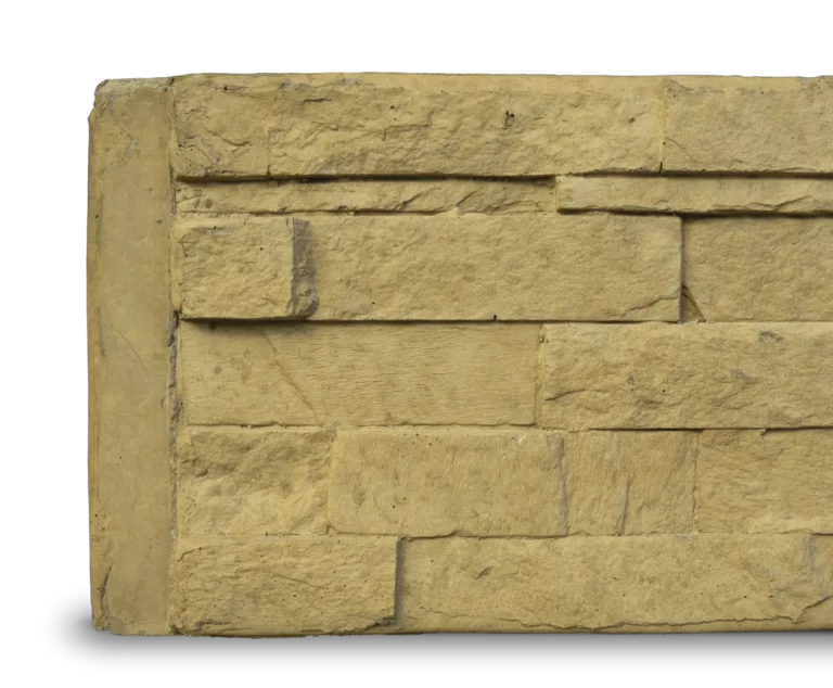 Sandstone Yellow Stacked Stone Concrete Sleeper Detail by Sunset Sleepers Manhattan Range