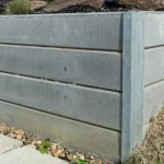 90 Degree Right Angle Corner Galvanised Steel Post featuring Plain Marina Smooth finish Concrete Sleeper by Sunset Sleepers End View