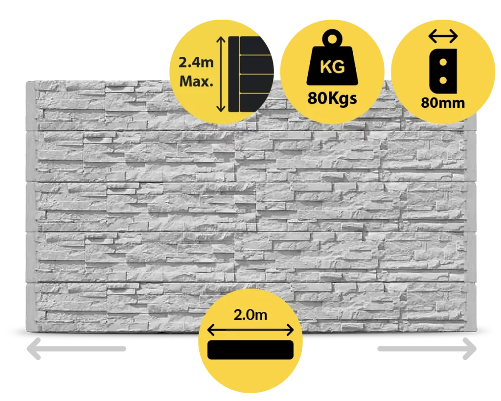 Manhattan 2000 x 200 x 80mm Ash Plain Stackstone Concrete Sleepers for Retaining Walls Sold by Sunset Sleepers
