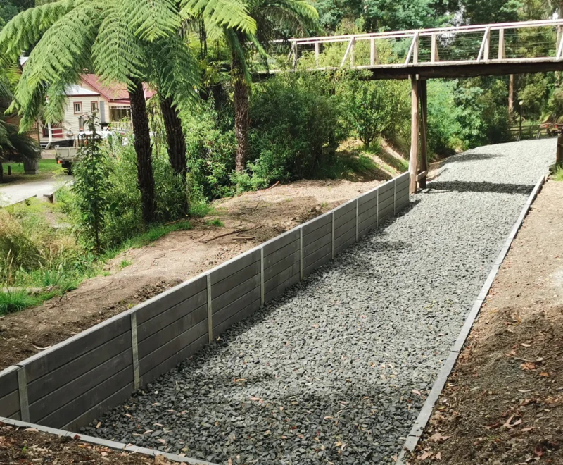 Charcoal Smooth Concrete Sleeper in The Marina Range used in a Council Project and Supplied by Sunset Sleepers