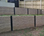 Newly Built Backyard Boundary Retaining Wall Project in Melbourne Using the Jasper Brown Manhattan Stacked Stone Concrete Sleepers Supplied by Sunset Sleepers