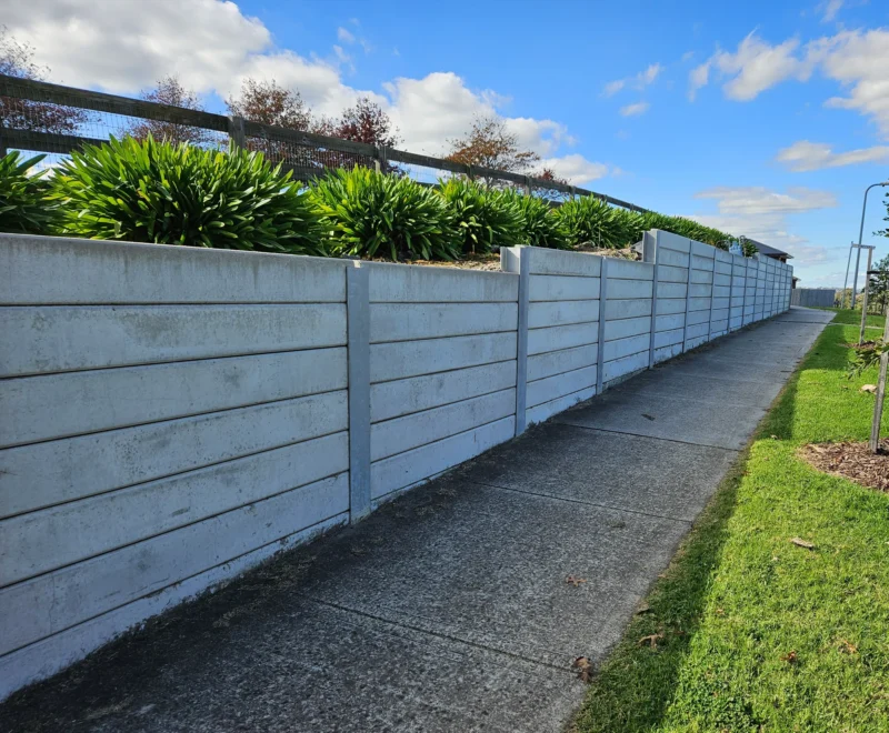 Plain Smooth Concrete Sleepers in The Marina Range used in Council Sidewalk Retaining Wall Project and Supplied by Sunset Sleepers