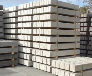 Gallery 18 Smooth Concrete Sleepers in Plain Grey on Curing on Site