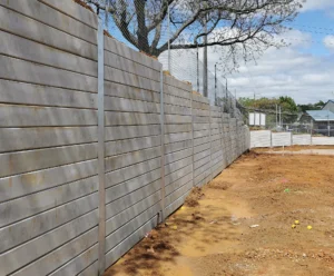 Gallery 9 Sunset Sleepers Concrete Sleepers are Engineered to go up to 7.5m Maximum Retained Height Showing The Marina Smooth Concrete Sleeper in Plain Grey