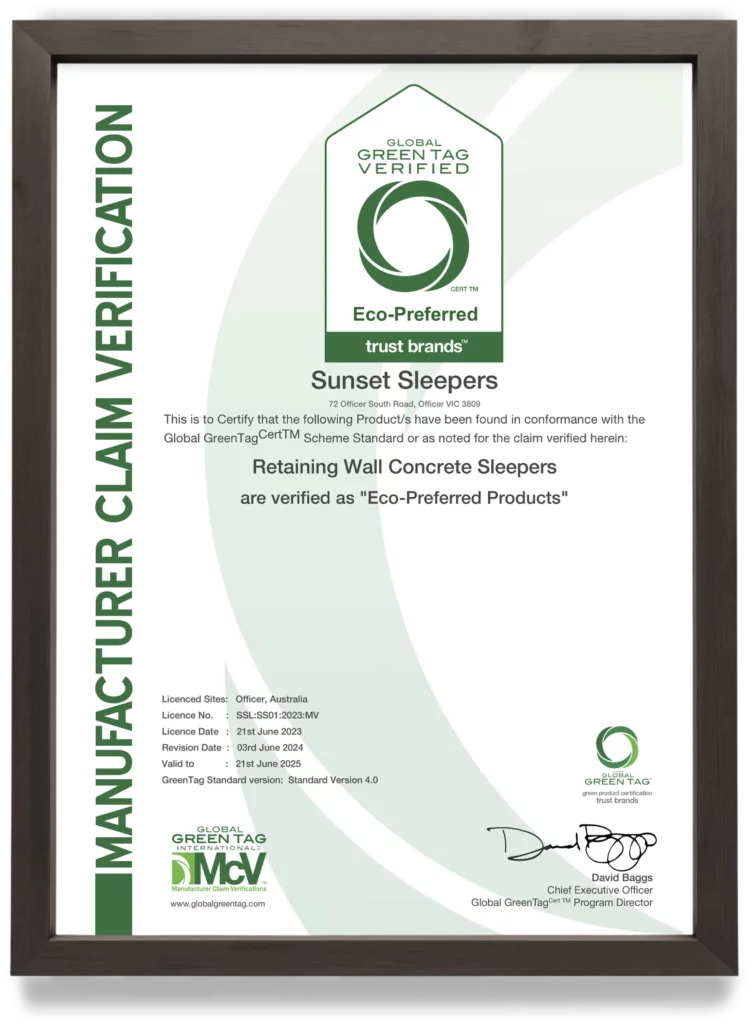 Sunset Sleepers Global GreenTag Certificate
